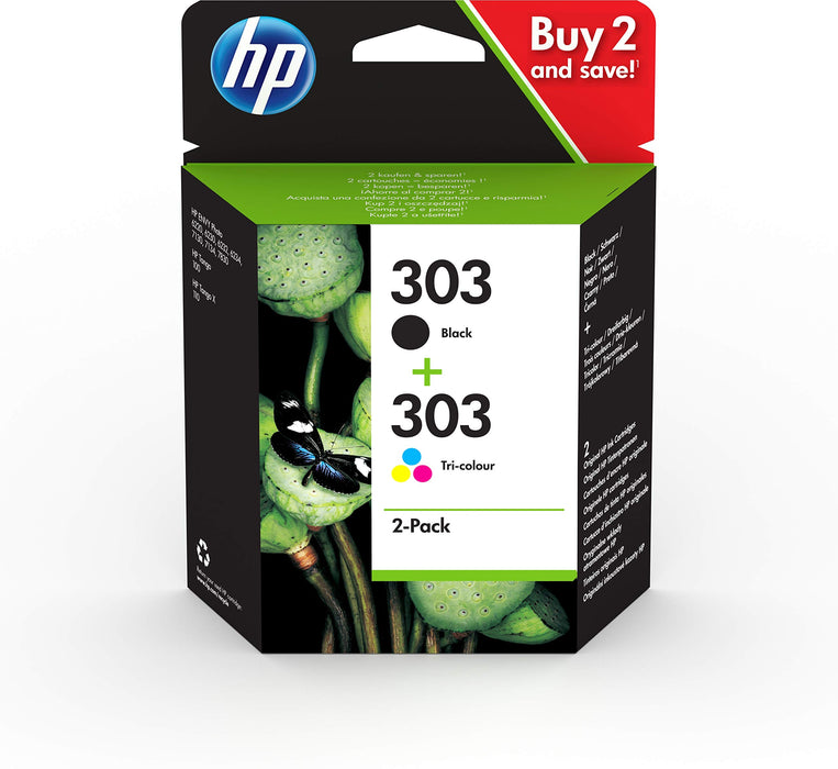 HP 303 - 2-pack - colour (cyan, magenta, yellow), pigmented black - original - ink cartridge - for ENVY Photo 62XX, Photo 71XX, Photo 78XX, ENVY Inspire 72XX, 79XX, Tango