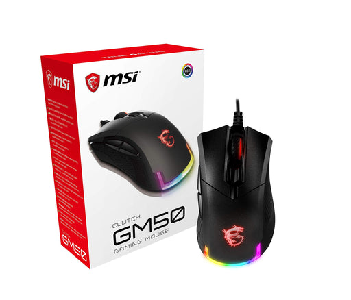 Best Value MSI CLUTCH GM50 RGB Optical FPS GAMING Mouse '7200 DPI Optical Sensor, 6 Programmable button, 3-Zone RGB, Ergonomic design, OMRON Switch with 20+ Million Clicks, RGB Mystic Light' S12-0400C60-PA3