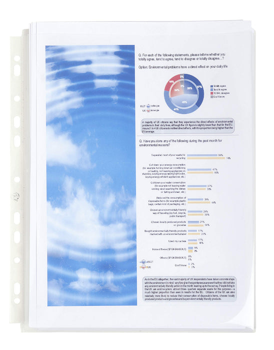 Exacompta Punched Pockets A4 Smooth Transparent 200 microns Polypropylene Up 11 Holes 5507E Pack of 10