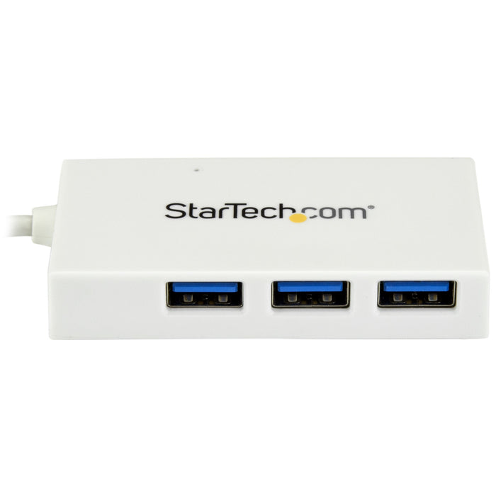 Best Value StarTech.com HB30C3A1CFBW USB C Hub, White, 4 Port USB-C to USB-A (3x) and USB-C (1x), Bus Powered USB Hub, USB-C Hub, Port Expander