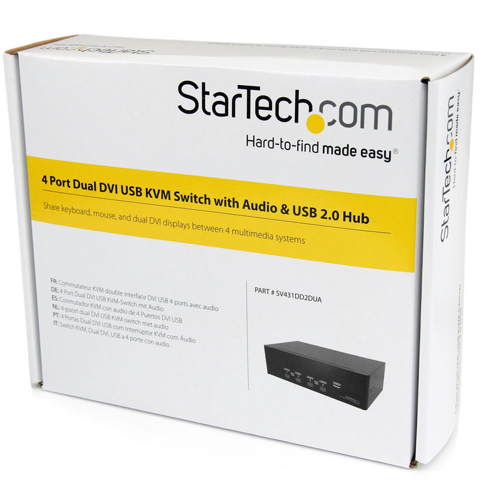 Best Value StarTech.com 4-Port Dual KVM Switch with Audio for DVI Computers - Built-in USB Hub (SV431DD2DUA)