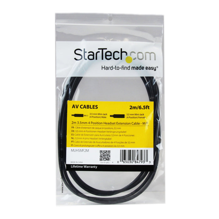 Best Value StarTech.com 2 m 3.5 mm 4 Position TRRS Headset Extension Cable M/F and Audio Extension Cable for iPhone