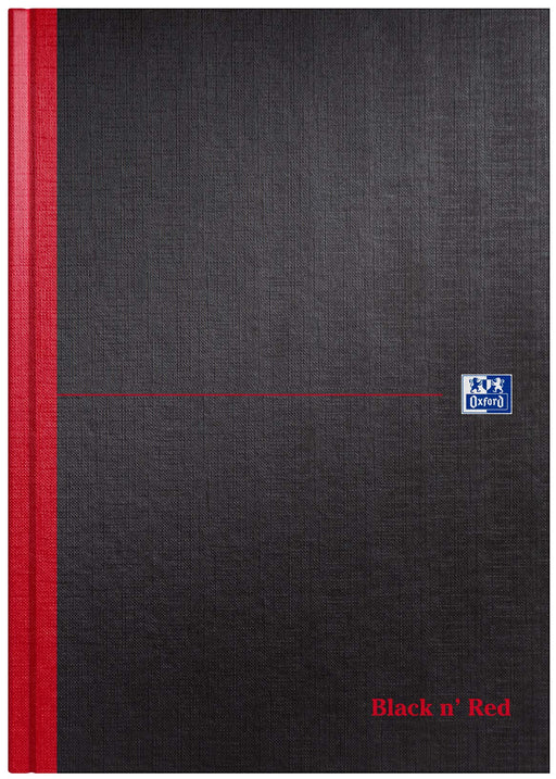 OXFORD Notebook Black n' Red A4 Ruled Casebound Cardboard Hardback Black, Red 192 Pages