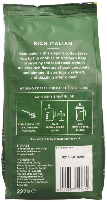 Taylors of Harrogate Rich Italian Ground Coffee Bag 227g