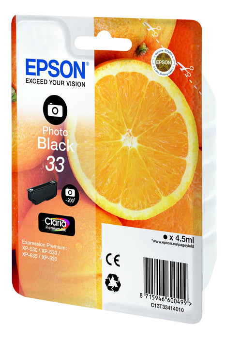 Best Value Epson 33 Claria Oranges Premium Ink Cartridge, Photo Black, Genuine, Amazon Dash Replenishment Ready