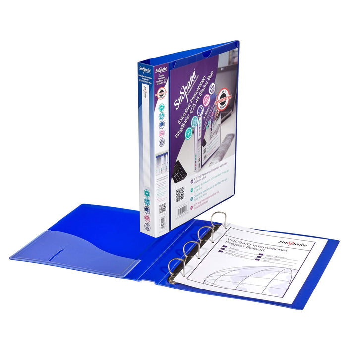 Best Value Snopake A4 Executive Presentation 4d Ring Binder - Electra Blue