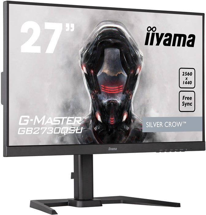 iiyama G-MASTER Silver Crow GB2730QSU-B5 - LED monitor - 27" - 2560 x 1440 WQHD @ 75 Hz - TN - 350 cd/m² - 1000:1 - 1 ms - HDMI, DVI-D, DisplayPort - speakers - black