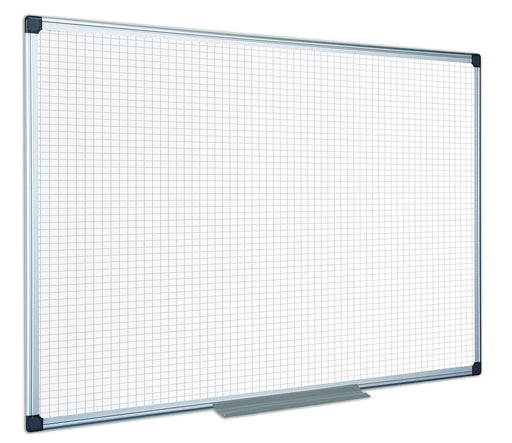 Best Value Bi-Office Maya Gridded Dry Wipe Aluminium Framed Double Sided Whiteboard 90x60cm