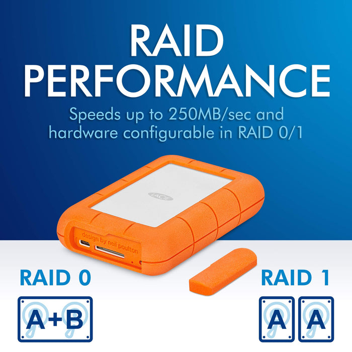 Best Value LaCie STGW4000800 4 TB Rugged RAID Pro USB 3.1 (USB-C + USB 3.0) Portable 2.5 Inch Shock, Drop and Crush Resistant External Hard Drive for PC and Mac with Integrated SD Card Reader