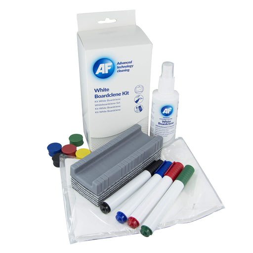 Best Value AF Whiteboard Cleaning Kit - 125ml Solution, Magnets, Eraser, Pens and Cloths