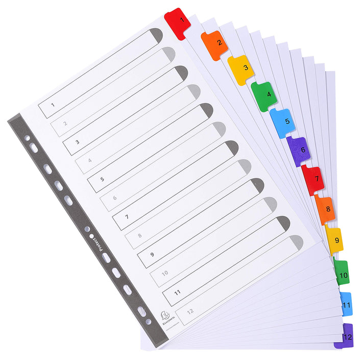 Best Value Exacompta Mylar Printed Indices, A4, 12 Parts (1-12) - White