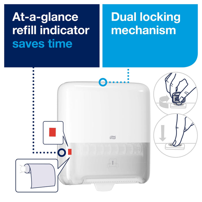 Best Value Tork Matic Hand Towel Roll Dispenser 551000, Roll Towel Dispenser H1, one-at-a-time Paper Towel Dispenser with Refill Level Indicator, White