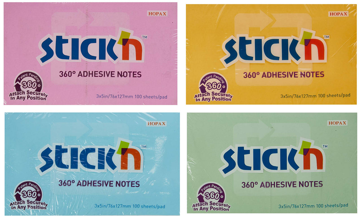 Best Value Stickn Repositionable 360 Notes 76x127mm Assorted PK12