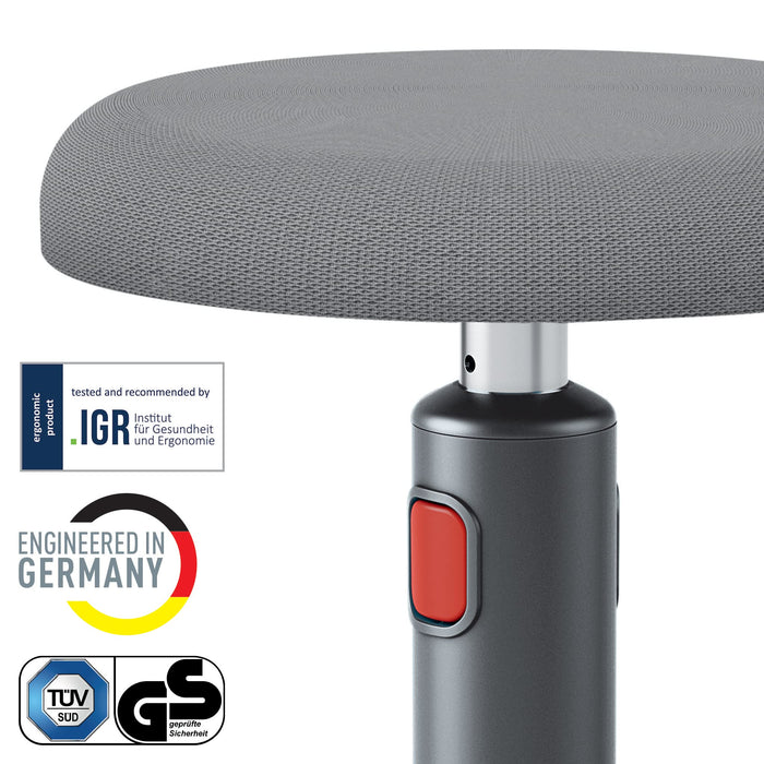 Leitz Ergo Cosy Active Sit Stand Stool Velvet Grey 65180089