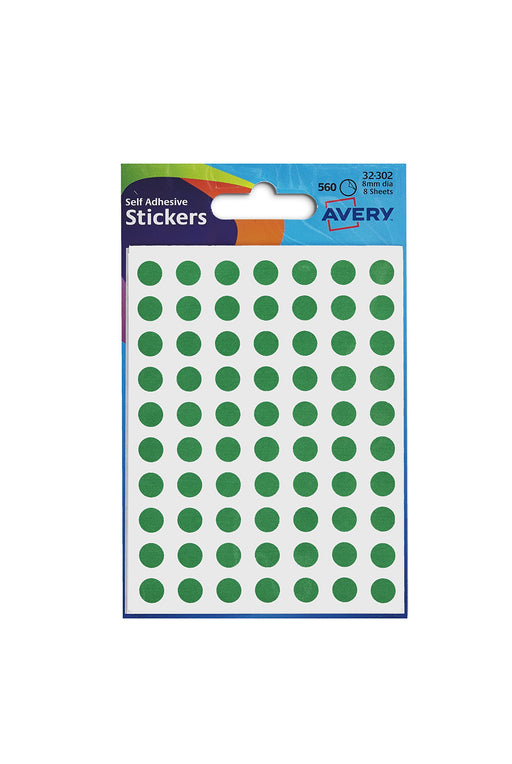 Best Value Avery 32-302 Packets of Dot Stickers (8 mm Dia, 560 Stickers) - Green