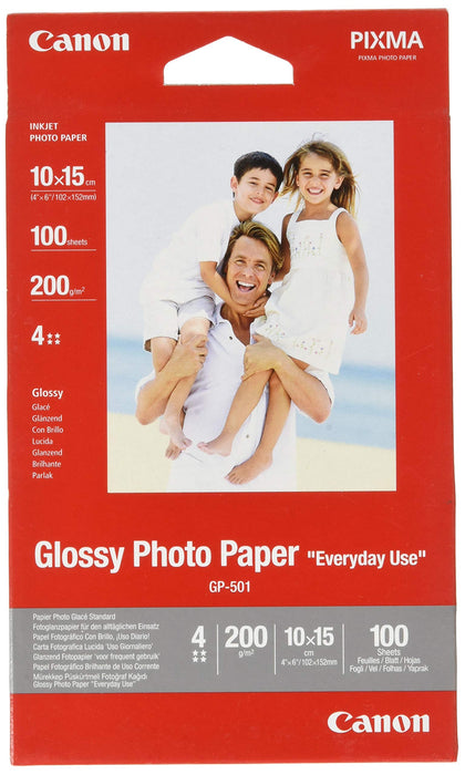 Best Value Canon GP 501 Glossy Photo Paper, 10 x 15 cm, 100 Sheets