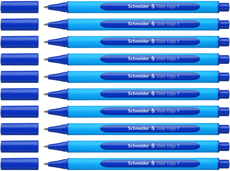 Best Value Schneider 152203 Ballpoint Pen Slider Edge with Cap XB Blue Barrel Colour: Cyan-Blue Pack of 10