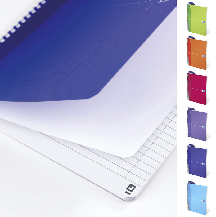 Best Value Oxford Office A4 Translucent Poly Cover Wirebound Notebook Narrow Ruled with Margin 180 Page including Repositionable Divider/Ruler, Assorted Colours, 5 Notebooks