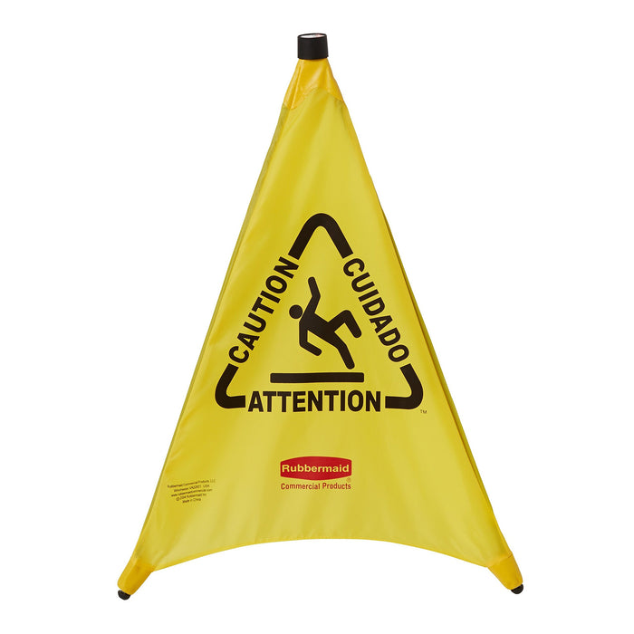 Best Value Rubbermaid Commercial 76 cm Pop Up Safety Cone with Multilingual Caution Imprint and Wet Floor Symbol - Yellow