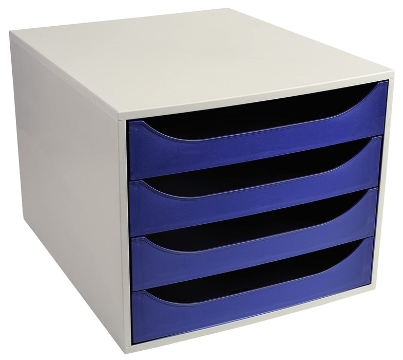 Exacompta Ecobox Set 4Draw Office Grey/Night Blue 2286104D