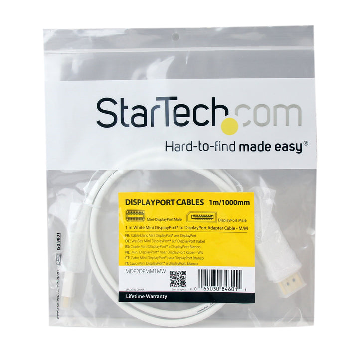 Best Value StarTech.com 1m 3 ft White Mini DisplayPort to DisplayPort 1.2 Adapter Cable M/M - DisplayPort 4k with HBR2 support - Mini DP to DP Cable (MDP2DPMM1MW)