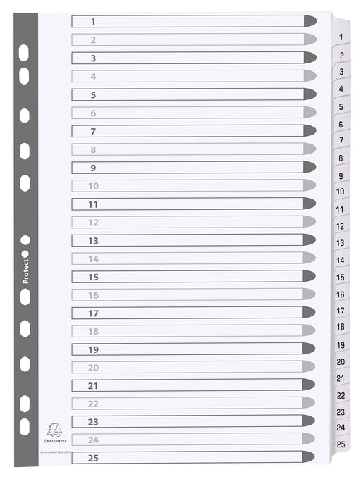 Best Value Exacompta Mylar Printed Indices, A4, 25 Parts (1-25) - White