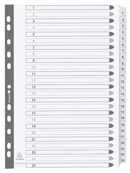 Best Value Exacompta Mylar Printed Indices, A4, 25 Parts (1-25) - White