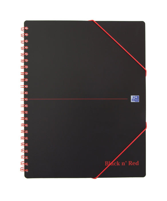 Best Value Oxford Black n' Red A4+ Poly Cover Wirebound Meeting Book, Ruled with Margin Notebook Including Rear Storage Envelope, 160 Page, 1 Notebook