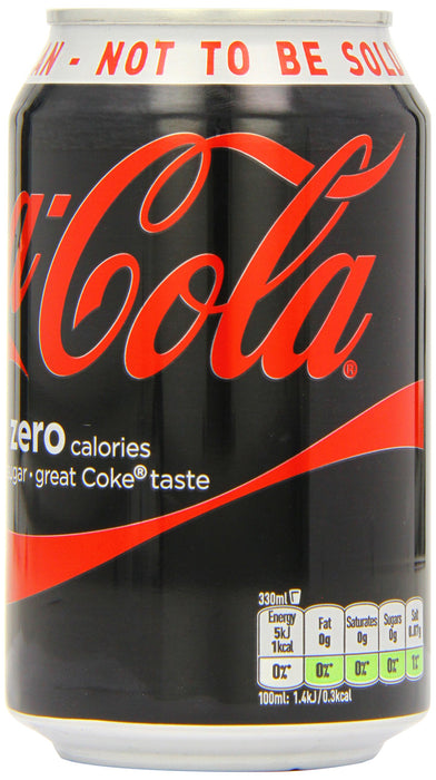 Best Value Coca Cola Zero Can, 330ml (Pack of 6)