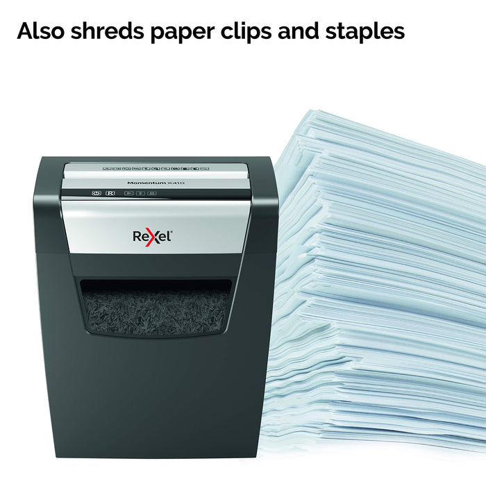 Best Value Rexel Momentum X410 Cross Cut Paper Shredder, Shreds 10 Sheets, 23 Litre Bin, Black, 2104571