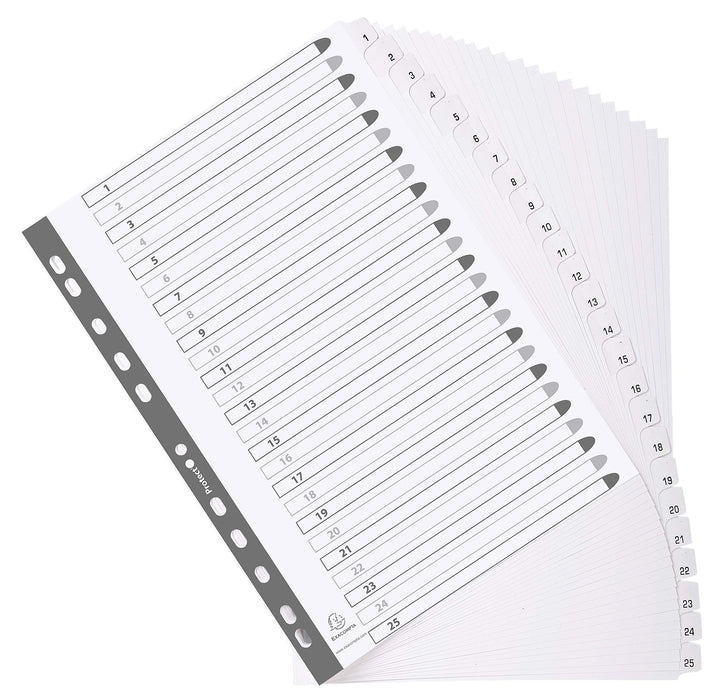 Best Value Exacompta Mylar Printed Indices, A4, 25 Parts (1-25) - White