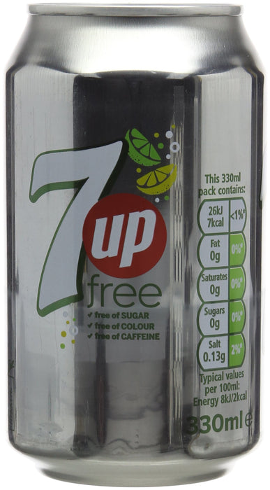 Best Value 7UP Free Sparkling Lemon and Lime Drink Cans, 330ml (Pack of 24)