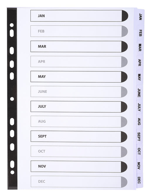 Best Value Exacompta Mylar Printed Indices, A4, 12 Parts (Jan-Dec) - White