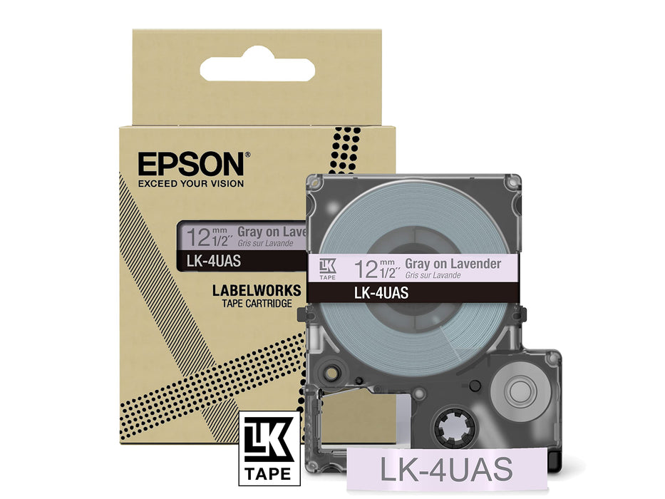 Epson LK-4UAS Gray on Soft Purple Tape Cartridge 12mm - C53S672107