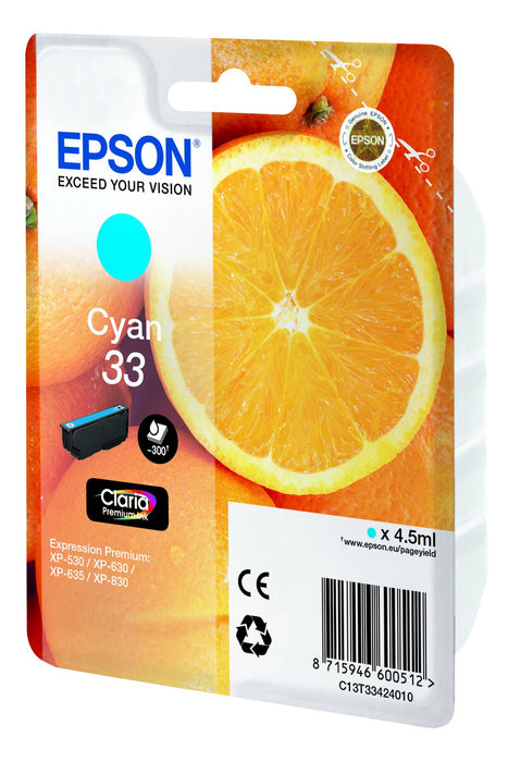 Best Value EPSON 33 Claria Oranges Premium Ink Cartridge, Cyan, Genuine, Amazon Dash Replenishment Ready