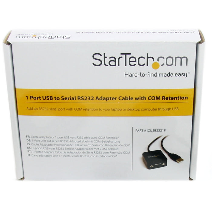 Best Value StarTech.com ICUSB2321F USB to Serial Adapter, 1 port, USB Powered, FTDI USB UART Chip, DB9 (9-Pin), USB to RS232 Adapter