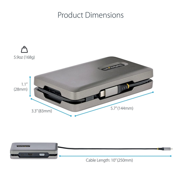 StarTech.com USB-C Multiport Adapter with USB-C DP Alt Mode Video Output 4K HDMI 2.0 VGA USB-C Dual Monitor Docking Station