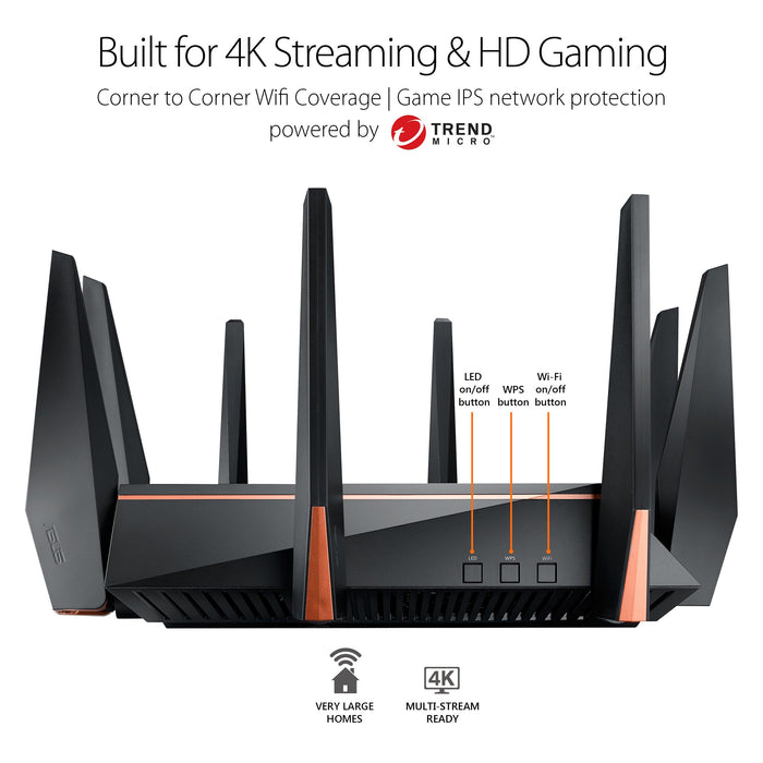 Best Value ASUS ROG Rapture GT-AC5300 AC5300 AI Mesh Tri-band 4 x 4 Gaming Wi-Fi Router with 8-Port Gigabit Gamers Private Network, Game Ports, Game Boost, Game IPS, Game Radar, Dual WAN