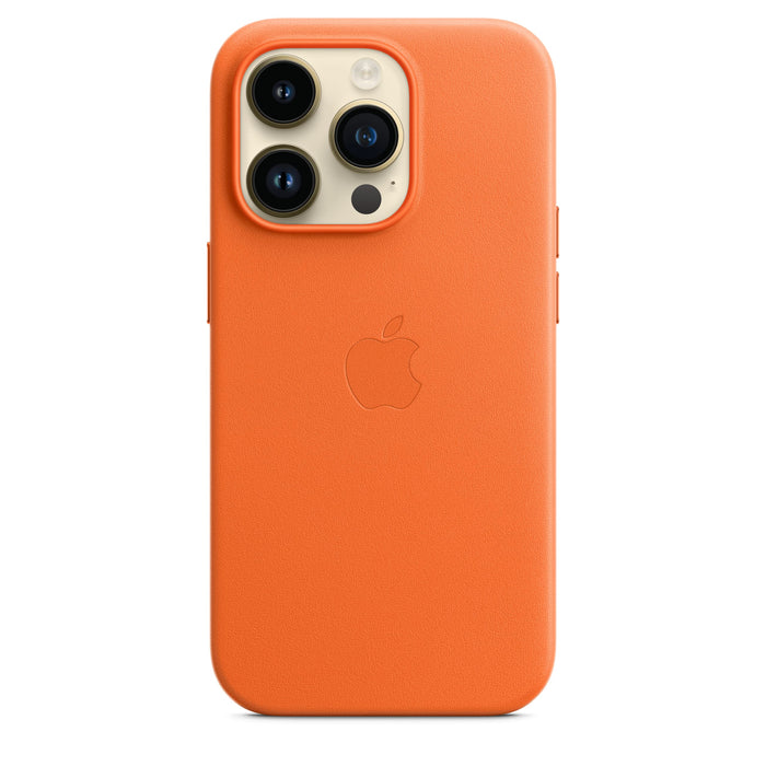 Apple - Back cover for mobile phone - with MagSafe - leather - orange - for iPhone 14 Pro