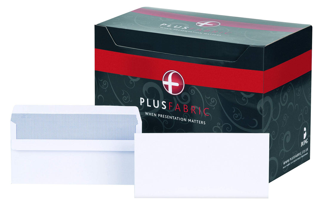 Best Value Plus Fabric DL Prestige White 120gsm Self Seal Wallet Box of 500 Envelopes