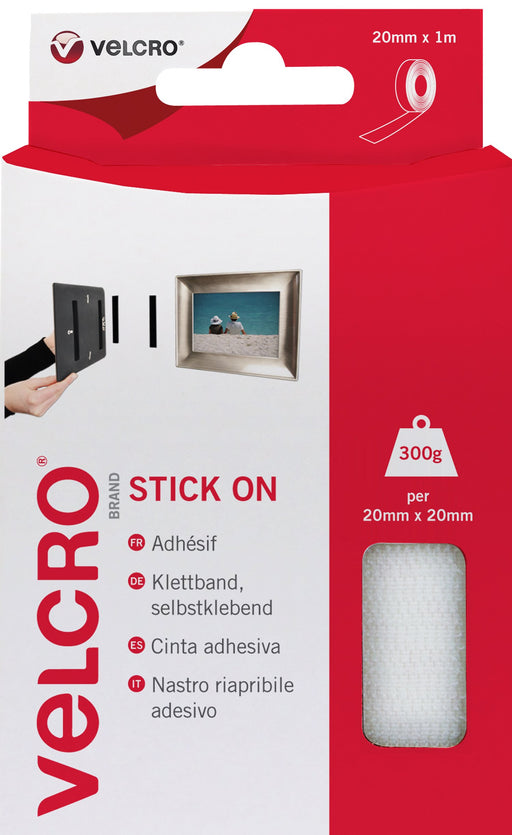 Best Value VELCRO Brand - Stick On Hook and Loop Fasteners | Perfect for Home or Office | 20mm x 1m Tape | White