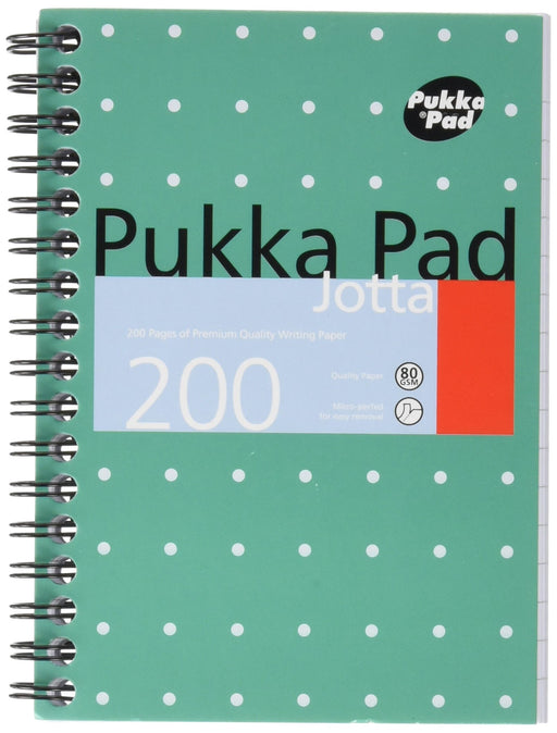 Pukka Pad Notebook Metallic Jotta A6 Ruled Spiral Bound Cardboard Hardback Green Perforated 200 Pages Pack of 3