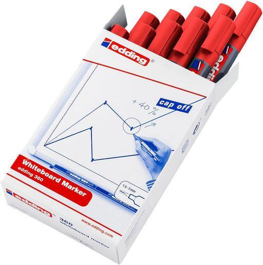 Best Value edding 360 Whiteboard Marker in Red (Pack of 10)