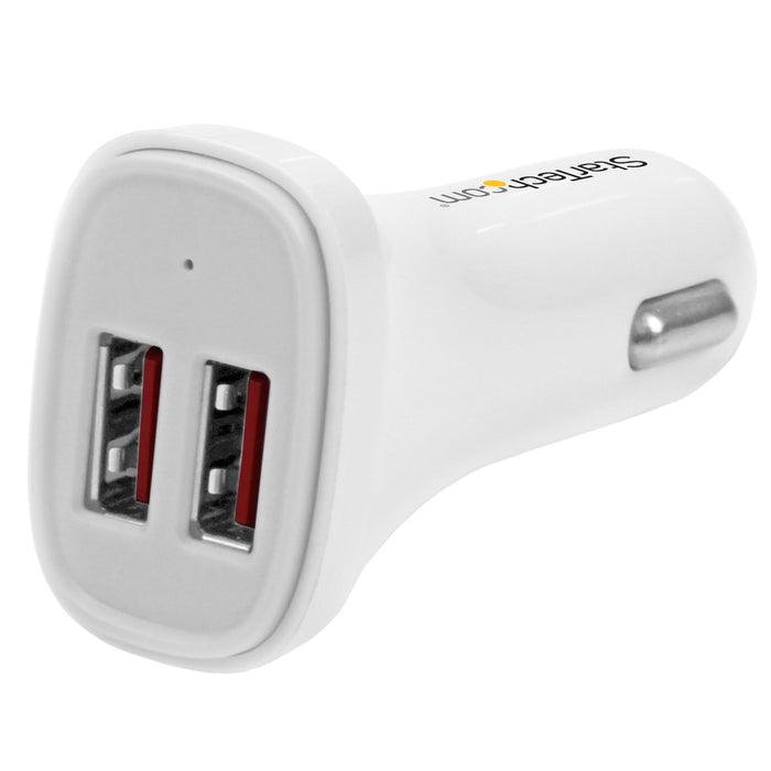 Best Value StarTech.com Dual Port USB Car Charger - High Power 24W/4.8A - White- 2-Port USB Car Charger - Charge two tablets at once (USB2PCARWHS)