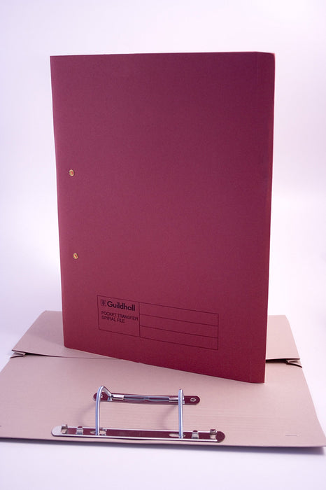 Best Value Exacompta Guildhall Pocket Spiral File, 355 x 250 mm, 420 gsm, Foolscap - Red, Pack of 25