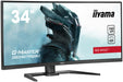 iiyama G-MASTER Red Eagle GB3467WQSU-B5 - LED monitor - curved - 34" - 3440 x 1440 UWQHD @ 165 Hz - VA - 550 cd/m² - 3000:1 - HDR400 - 0.4 ms - 2xHDMI, 2xDisplayPort - speakers - matte black