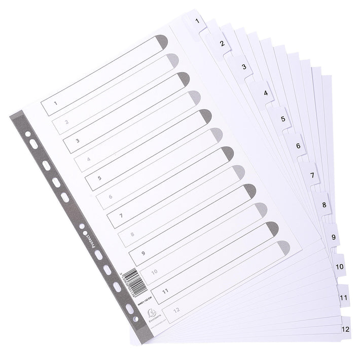 Best Value Exacompta Mylar Printed Indices, A4 Maxi, 12 Parts (1-12) - White