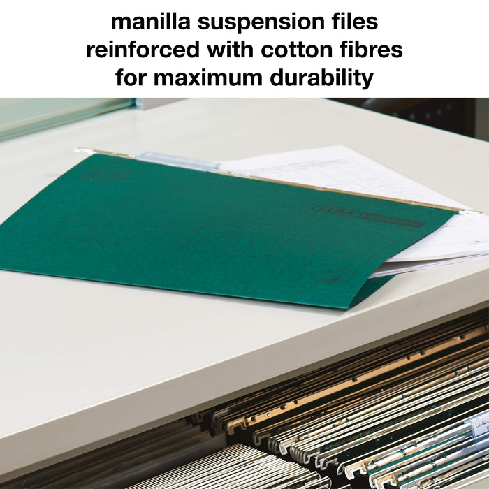 Best Value Elba Ultimate Verticfile 240 gsm Manilla Suspension Files, V-base - Pack of 50, Green