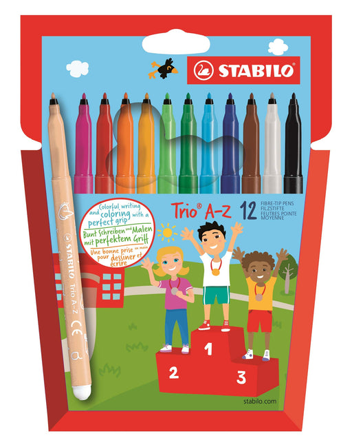 Best Value STABILO Trio A-Z Felt Tip Pen - Assorted Colours (Pack of 12)