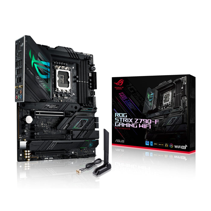 ASUS ROG Strix Z790-F Gaming WiFi - Motherboard - ATX - LGA1700 Socket - Z790 Chipset - USB 3.2 Gen 1, USB 3.2 Gen 2, USB-C 3.2 Gen2, USB-C 3.2 Gen 2x2 - 2.5 Gigabit LAN, Wi-Fi 6, Bluetooth - onboard graphics (CPU required) - HD Audio (8-channel)